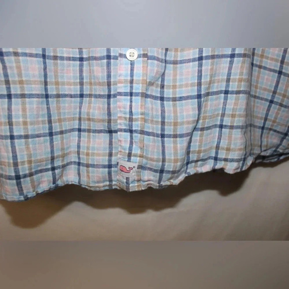Vineyard Vines Classic 100% Linen Plaid Long Sleeve Lightweight Button Down XXL - Picture 6 of 11